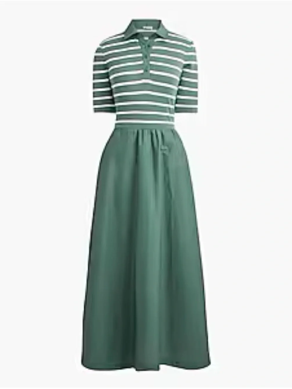 🆕 J.Crew Factory Collard Stripe Dress Sage & Ivory Size L - Picture 1 of 7